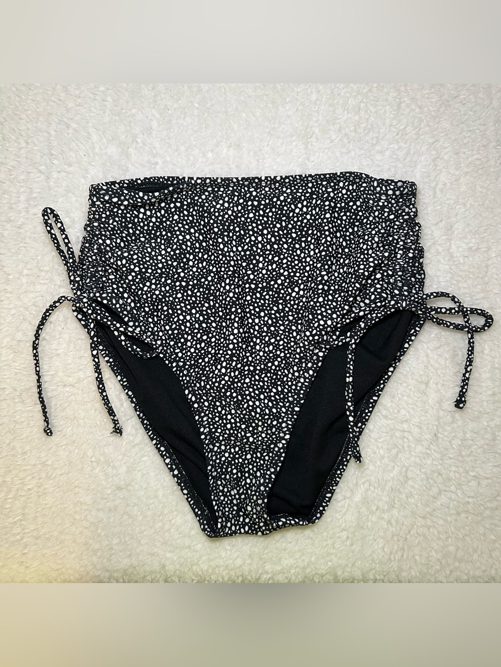 Shade & Shore Women’s High Waisted Bikini Bottoms XS Black & White Speckled